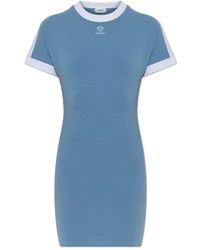 Versace - Mini Jurk Van Stretch Katoen-Jersey Met Geborduurd Logo - Lyst