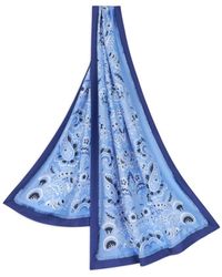 Etro - Sciarpa in seta blu con stampa paisley - Lyst