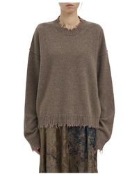Uma Wang - Truien & Vesten ,Bruin ,Kasjmier Kasjmieren Trui Met Ronde Hals - Lyst