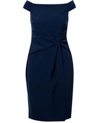 Ralph Lauren - Vestido azul con hombros descubiertos de crepé - Lyst