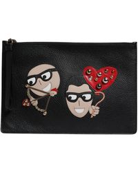 Dolce & Gabbana - Dgfamily Clutch Bag Aus Verziertem Leder - Lyst