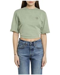 Department 5 - Grünes t-shirt crop top mit kordelzug - Lyst