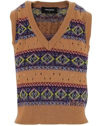 DSquared² Waistcoat In Wool And Cashmere Blend - Bruin