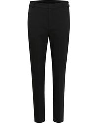 Inwear - Broeken ,Zwart ,Katoen Zwarte Zella Flat Long Belt Broek - Lyst