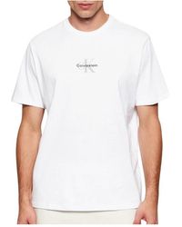 Calvin Klein - Tops ,Wit ,Katoen Ss 30S Micro Monologo Graphic Tee - Lyst
