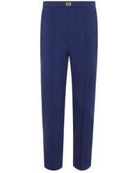 Elisabetta Franchi - Pantalones Azul De Talle Alto, Mujer, Talla - Lyst