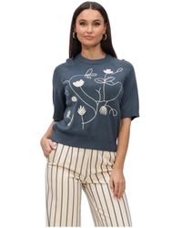 Object - Truien & Vesten ,Blauw ,Polyester Objlaney Rubin Ss Pullover - Lyst