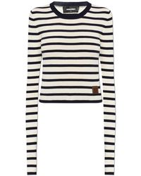 DSquared² - Truien & Vesten ,Zwart ,Wol Wol Trui Met Streepjespatroon - Lyst