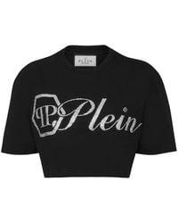 Philipp Plein - Cropped T-Shirt Crystal Signature - Lyst