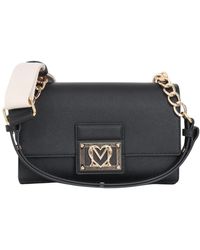 Love Moschino - Schwarze handtasche mit goldener metall-logo-plakette - Lyst