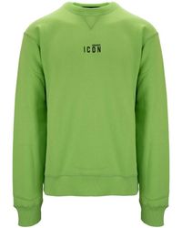DSquared² - Hoodies & Sweatvesten ,Groen ,Katoen Pullover Sweatshirt Met Icon Print - Lyst