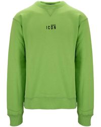 DSquared² - Hoodies & Sweatvesten ,Groen ,Katoen Pullover Sweatshirt Met Icon Print - Lyst