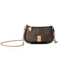Borbonese - Mini stoffkettentasche mit hellem goldlogo und reißverschluss - Lyst