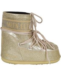 Moon Boot - Goldene glitzer ankle boots - Lyst