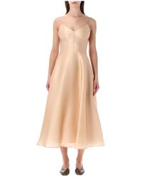 Alberta Ferretti - Silk Organza Midi Jurk - Lyst