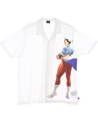 Huf - Overhemden ,Wit ,Rayon Street Fighter Resort Shirt Wit Korte Mouw - Lyst