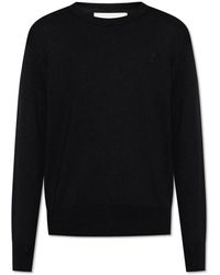 Ami Paris - Truien & Vesten ,Zwart ,Wol Wollen Trui Met Logo - Lyst