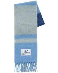 Marni - Accessoires ,Blauw ,Wol Blauw Gestreepte Franje Sjaal - Lyst