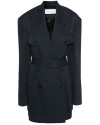 Dries Van Noten - Jassen ,Blauw ,Katoen Oversized Double-Breasted Jas - Lyst