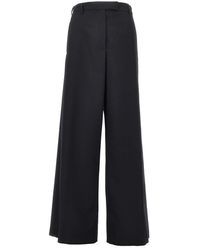 Dries Van Noten - Broeken ,Zwart ,Wol Wollen Gabardine Broek Met Wijde Pijpen - Lyst