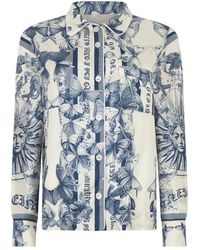 Philipp Plein - Overhemden ,Blauw ,Silk Pajama Shirt Butterfly Tattoo - Lyst