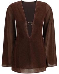 Oséree - Kleedjes ,Bruin ,Lumiere O-Kaftan Mini Jurk - Lyst