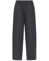 Herno - Broeken ,Grijs ,Wol Elastische Taille Cropped Broek - Lyst