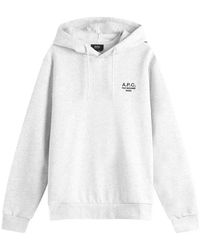 A.P.C. - Hoodies & Sweatvesten ,Grijs ,Katoen Standard Rue Madame Hoodie - Lyst