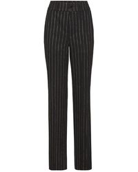 Philipp Plein - Broeken ,Grijs ,Wol Gestreepte Rechte Broek - Lyst