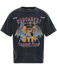 DSquared² - Tops ,Grijs ,Katoen T-Shirt Met Logo - Lyst