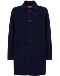Missoni - Blauer Zig-Zag Doppelstrick Wollmantel - Lyst