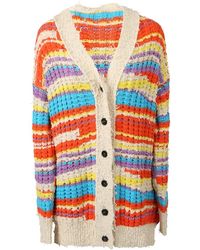 MSGM - Cárdigan a rayas con cuello en v para mujeres - Lyst