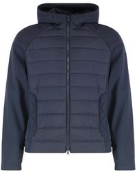 Paul & Shark - Jassen ,Blauw ,Leer Gewatteerd Jack Met Capuchon - Lyst