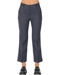 ROSSO35 - Broeken ,Blauw ,Polyester Geruite Flare Broek - Lyst