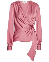 Karmamia - Overhemden ,Roze ,Satijn Elegante Lichtroze Blouse Ines 2143 - Lyst
