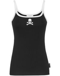 Philipp Plein - Tops ,Zwart ,Katoen Tank Top Skull&Bones - Lyst