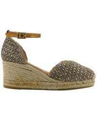 Espadrilles - Schoenen ,Grijs ,Raffia Sandalen Met 60Mm Sleehak - Lyst