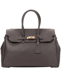ESTRO - Dunkelbraune satchel-handtasche für frauen aus hochwertigem italienischem echtleder - Lyst