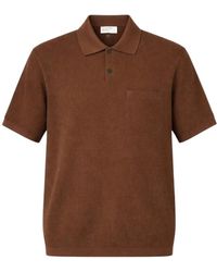 Universal Works - Tops ,Bruin ,Leer S/S Knit Polo - Lyst