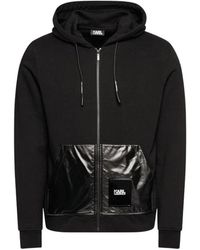 KARL LAGERFELD - Hoodies & Sweatvesten ,Zwart ,Katoen Zwart Sweatshirt Met Rits - Lyst