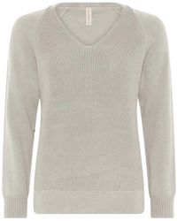 Skovhuus - V-ausschnitt casual pullover bluse melange - Lyst
