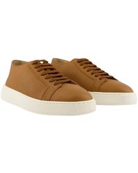 Santoni - Tumbled Leather Sneaker - Lyst