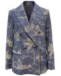 Maliparmi - Jassen ,Blauw ,Leer Double-Breasted Blazer - Lyst