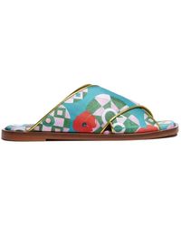 La DoubleJ - Schoenen ,Groen ,Leer Criss-Cross Sandalen - Lyst