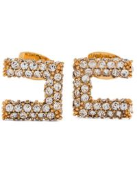 Elisabetta Franchi - Kristall Quadratische Ohrringe Goldfarben - Lyst