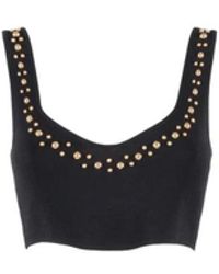 Nenette - Tops ,Zwart ,Zwart Top Met Hartvormige Halslijn En Studs - Lyst