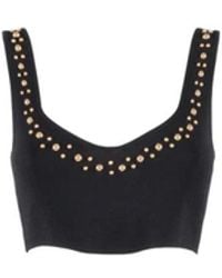 Nenette - Tops ,Zwart ,Zwart Top Met Hartvormige Halslijn En Studs - Lyst