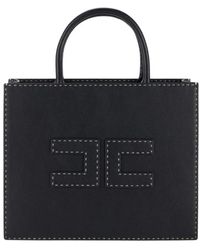 Elisabetta Franchi - Schwarze tote-tasche mit kontrastnähten - Lyst