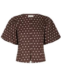 Neo Noir - Overhemden ,Bruin ,Leer Anela Dot Blouse - Lyst