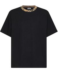 Burberry - Check Trim Katoenen T-Shirt - Lyst